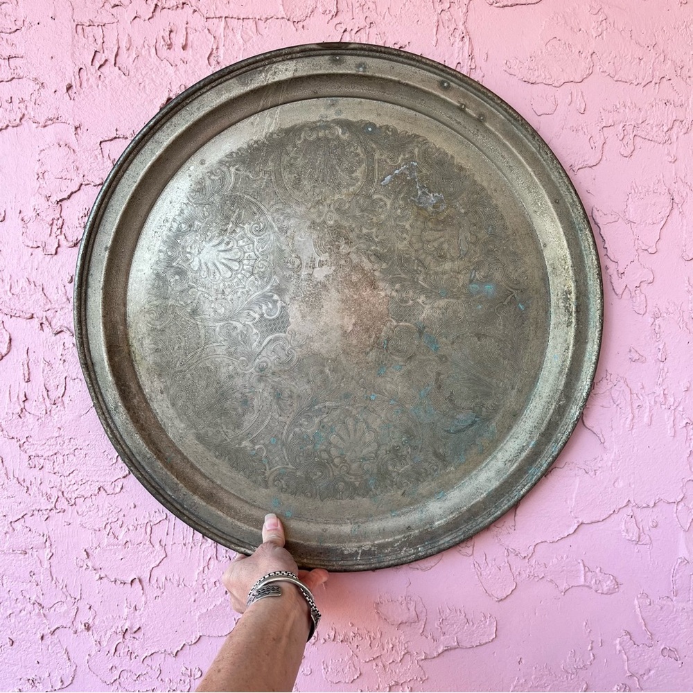 Vintage Sheffield Silver Company Tray 20” Made in the USA Heavy Patina